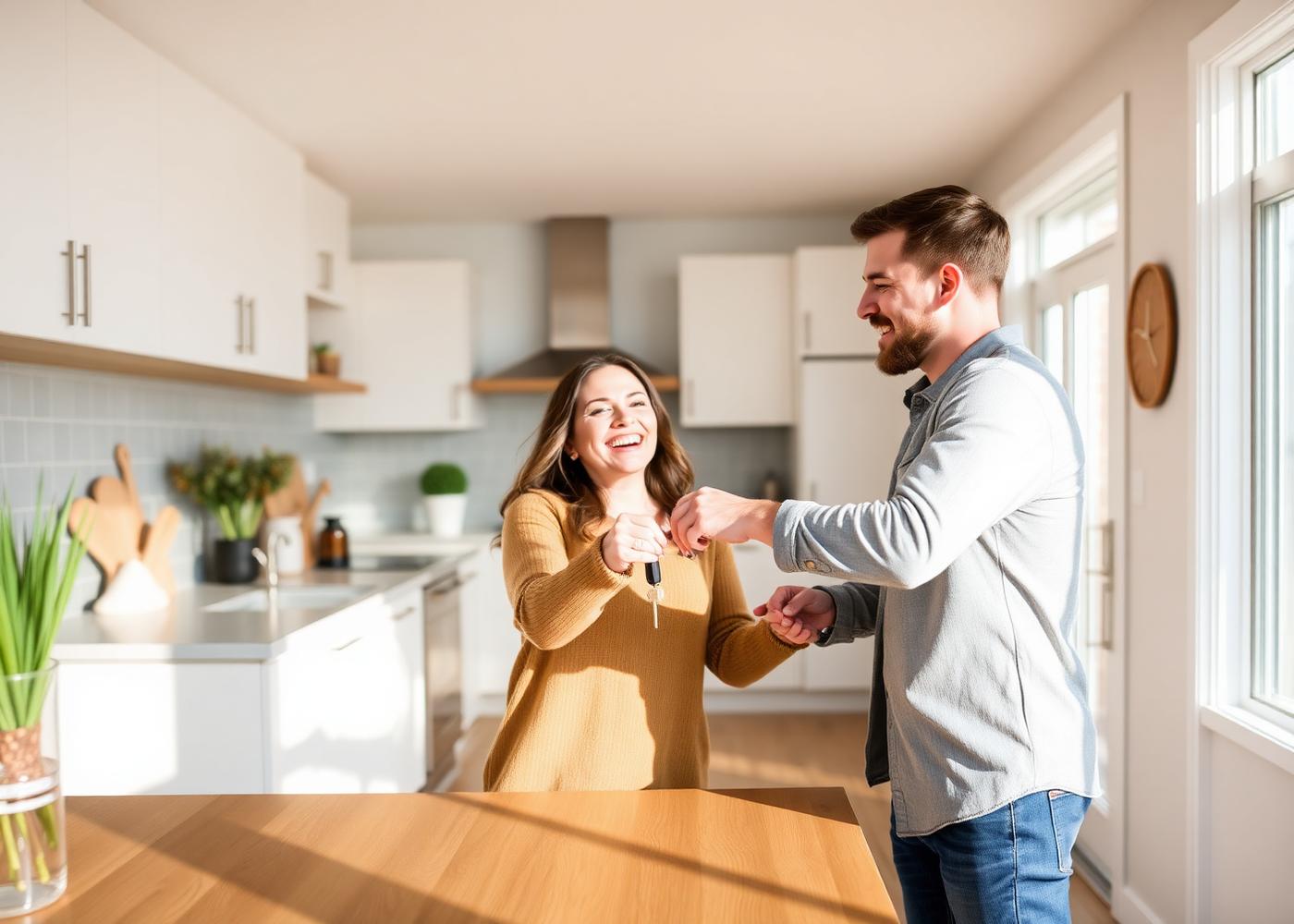 Buyers receiving keys to their new Surrey home