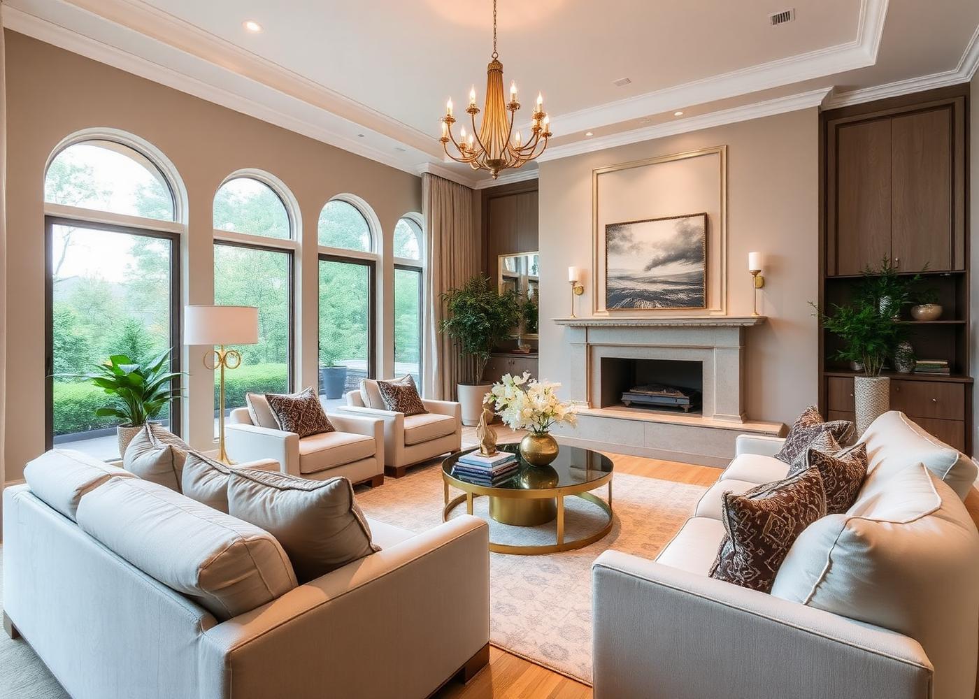 Elegantly staged Canadian living room prepared for sale